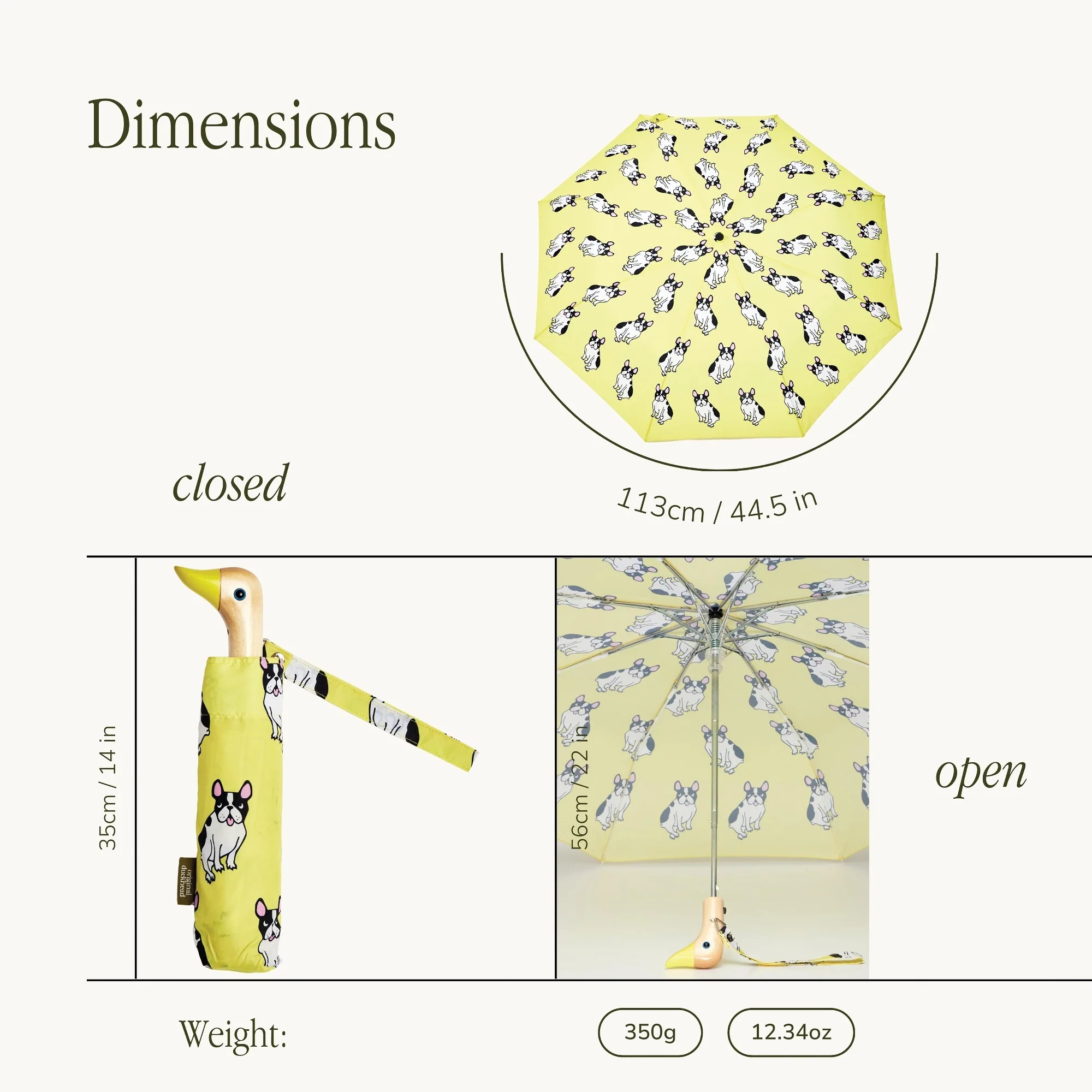 ORIGINAL DUCKHEAD - COMPACT UMBRELLA | COUCOU SUZETTE BOULEDOGUE YELLOW - Image 10